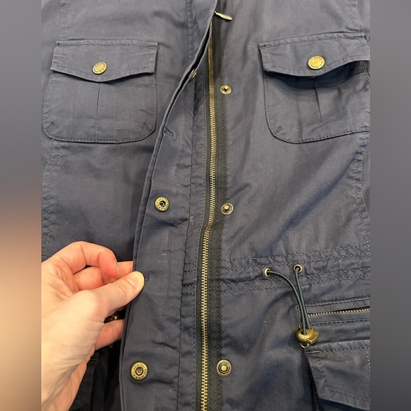 LL Bean Womens Military Style Jacket Size Large Petite LP Blue Zip Front - Picture 7 of 10